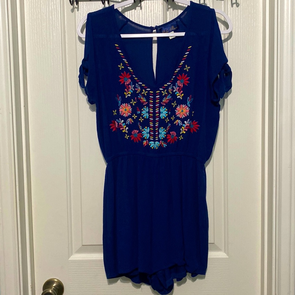 Francesca Cute navy blue embroidery romper